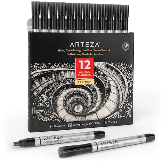 Arteza® Black Extra Fine Acrylic Paint Markers, 12ct.